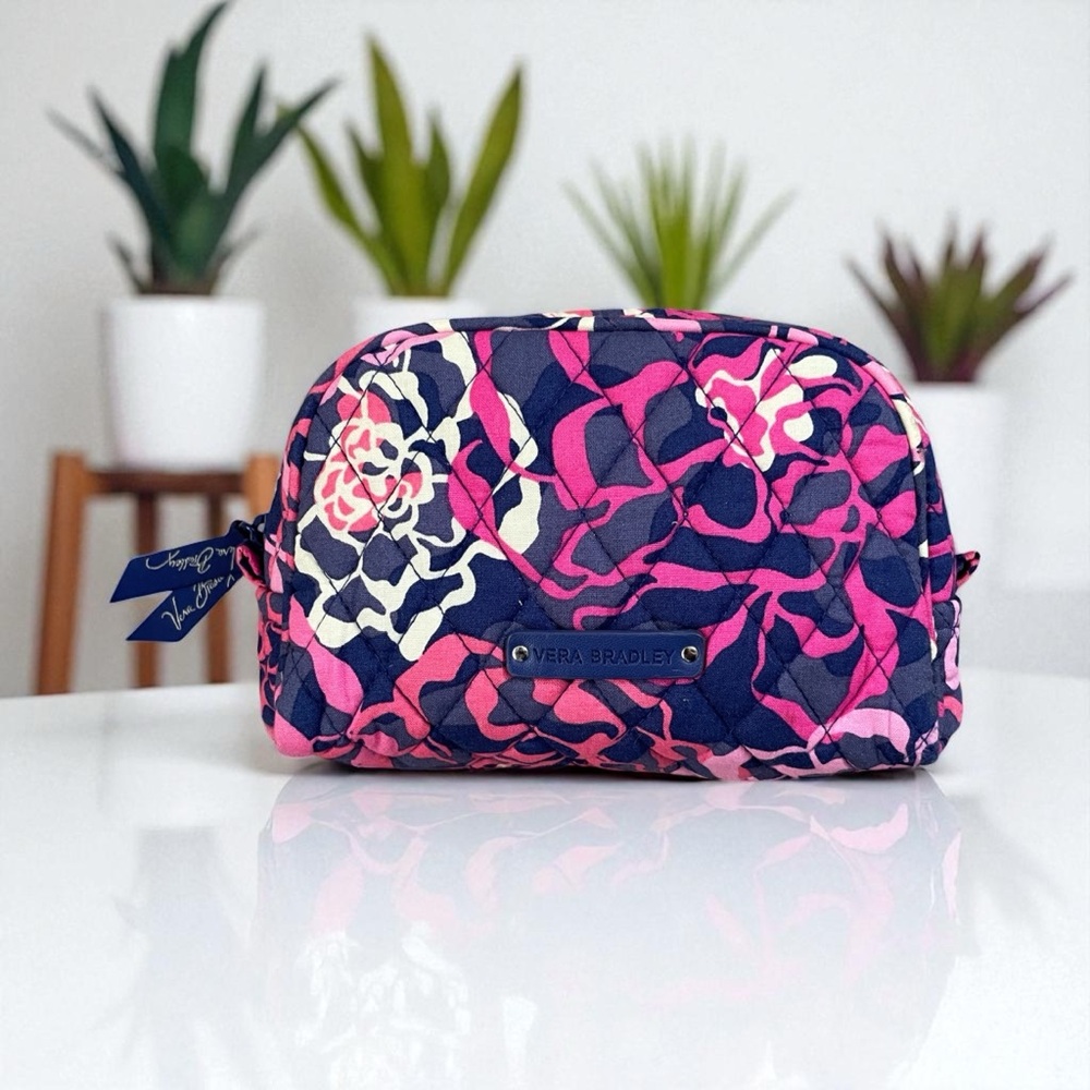Vera Bradley Navy and Pink Floral Cosmetic Bag